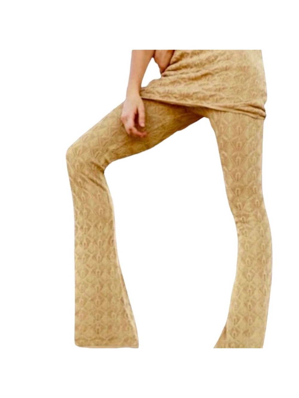 Free People Take Me Out Crochet Pants Wide Leg High Waist Size XS